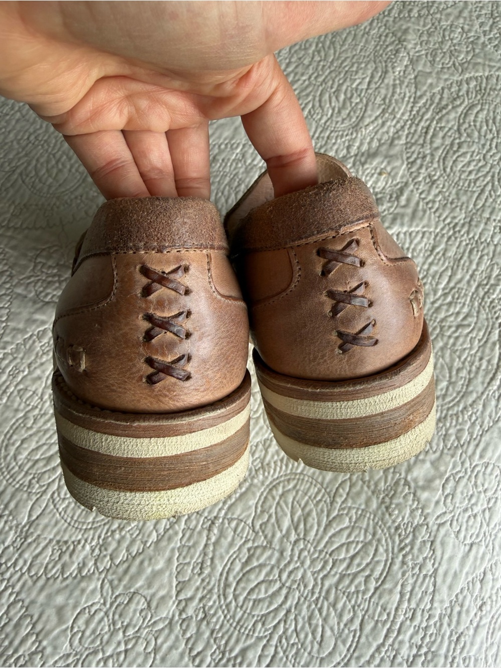 BED|STU Tan Leather Penny Loafer with White Lug Sole - Picture 4 of 7